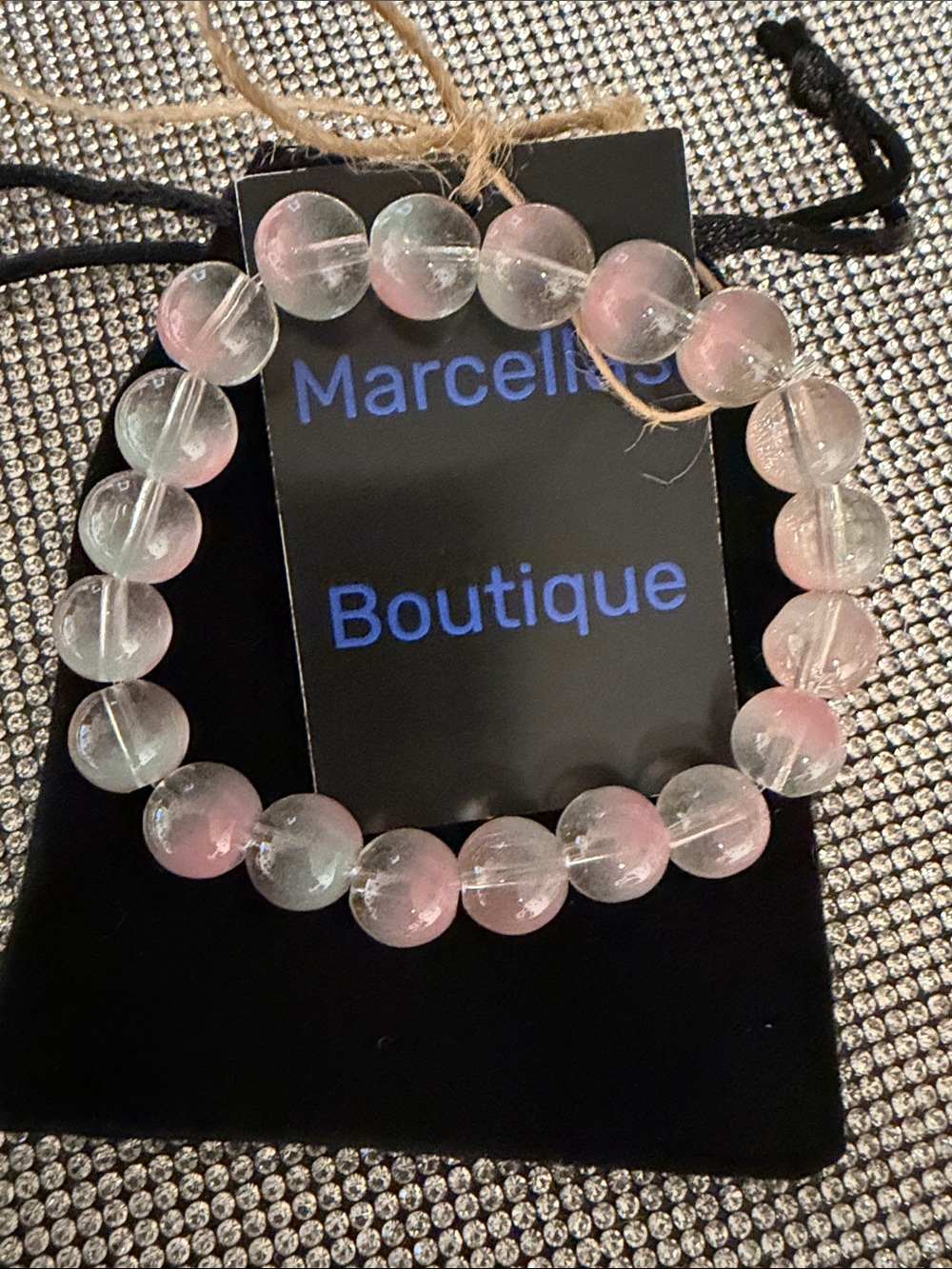 Pink & Clear Bead Stretch Bracelet